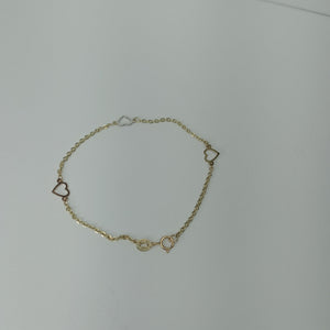 PULSERA ESPECIAL CON CORAZONES 14K 18 CM 1.2 GR (NUEVO)