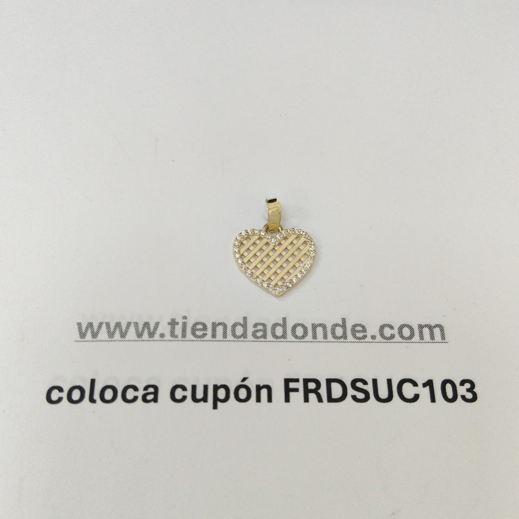 DIJE TEJIDO CORAZON CON CERCO DE CIRCONIAS 14K 1.1 GR (NUEVO)