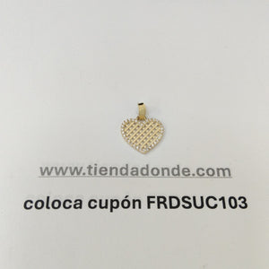 DIJE TEJIDO CORAZON CON CERCO DE CIRCONIAS 14K 1.1 GR (NUEVO)