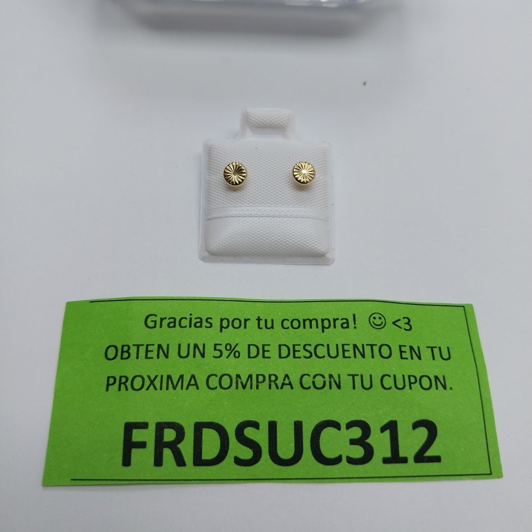 BROQUELES BROQUEL FIG BOTON RAYADO 14K 0.1577 GR (NUEVO)
