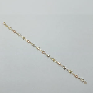PULSERA TEJIDO ESPECIAL ESTRELLAS COMBINADAS 14K 18 CM 2.3 GR (NUEVO)