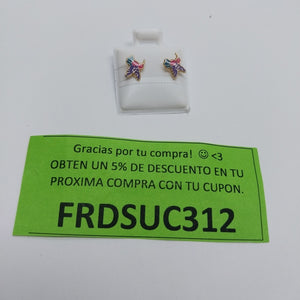 BROQUELES BROQUEL FIG COLIBRI ESMALTE ROSA 14K 0.2138 GR (NUEVO)