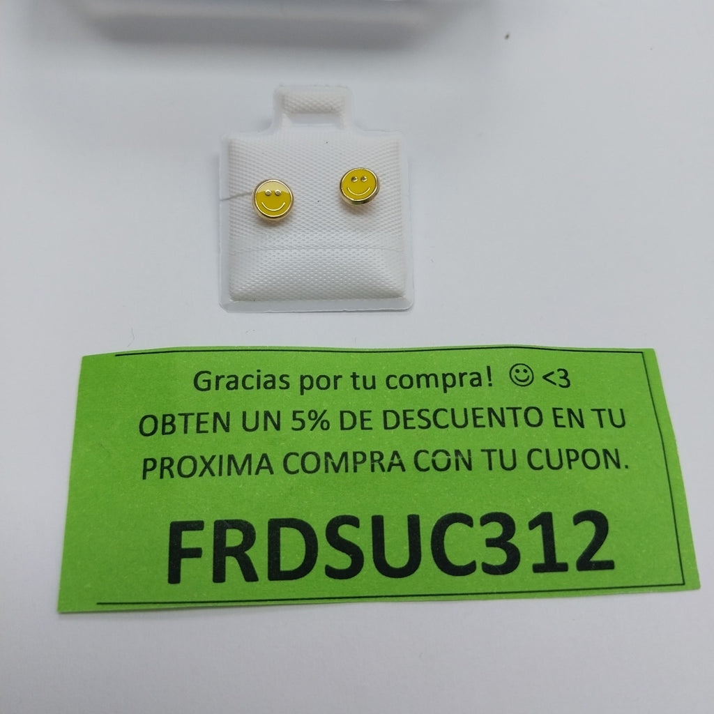 BROQUELES BROQUEL FIG SONRISA ESMALTE AMARILLO 14K 0.2074 GR (NUEVO)