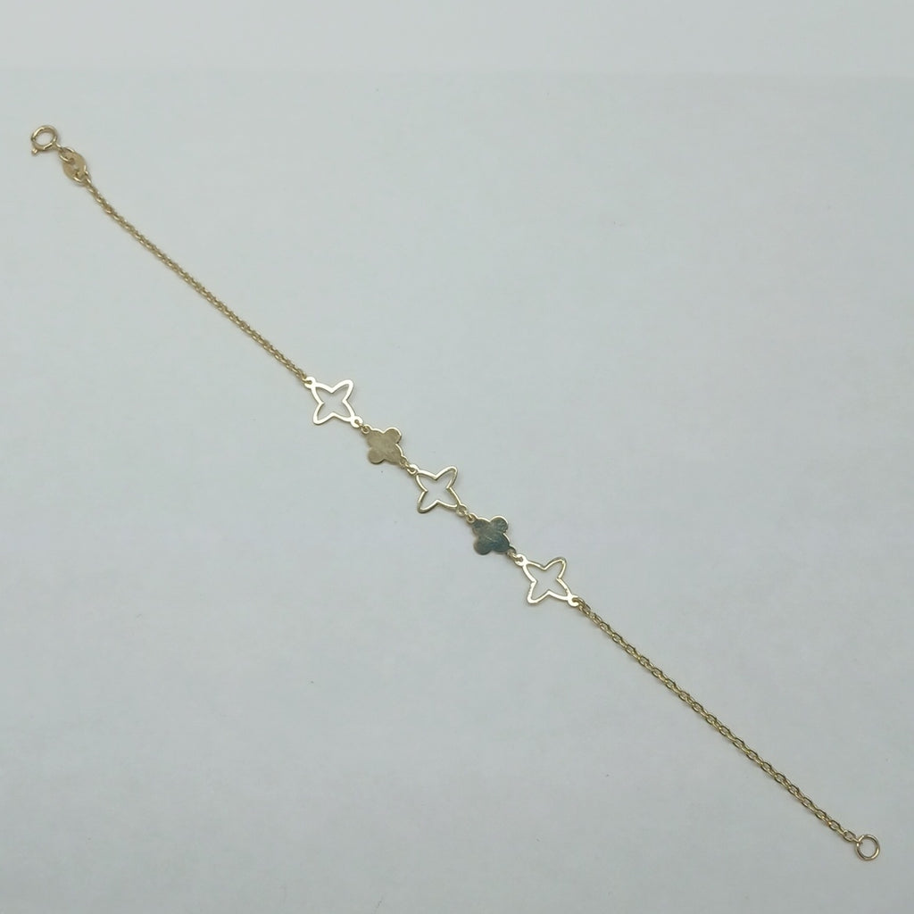 PULSERA TEJIDO ESP CON TREBOL 14K 18 CM 1.6 GR (NUEVO)