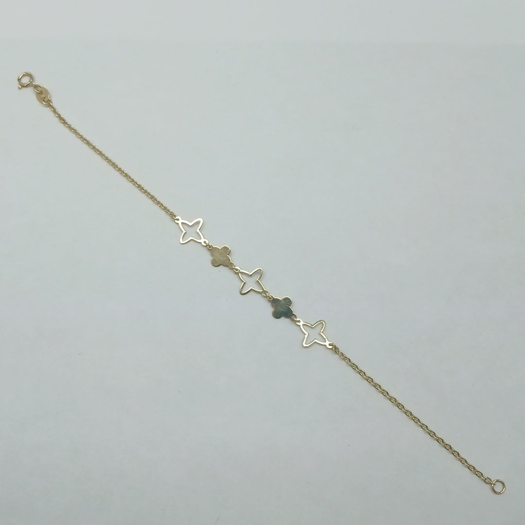 PULSERA TEJIDO ESP CON TREBOL 14K 18 CM 1.6 GR (NUEVO)