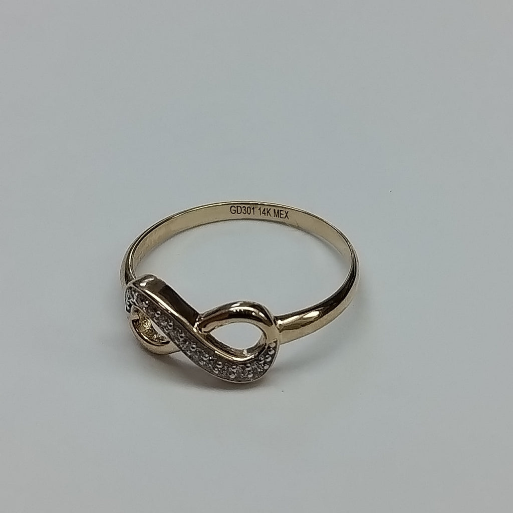ANILLO ANILLITO FIG INFINITO C CIRCONIAS 14K 7 TALLA 1.4 GR (NUEVO)