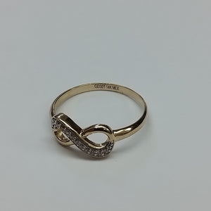 ANILLO ANILLITO FIG INFINITO C CIRCONIAS 14K 7 TALLA 1.4 GR (NUEVO)