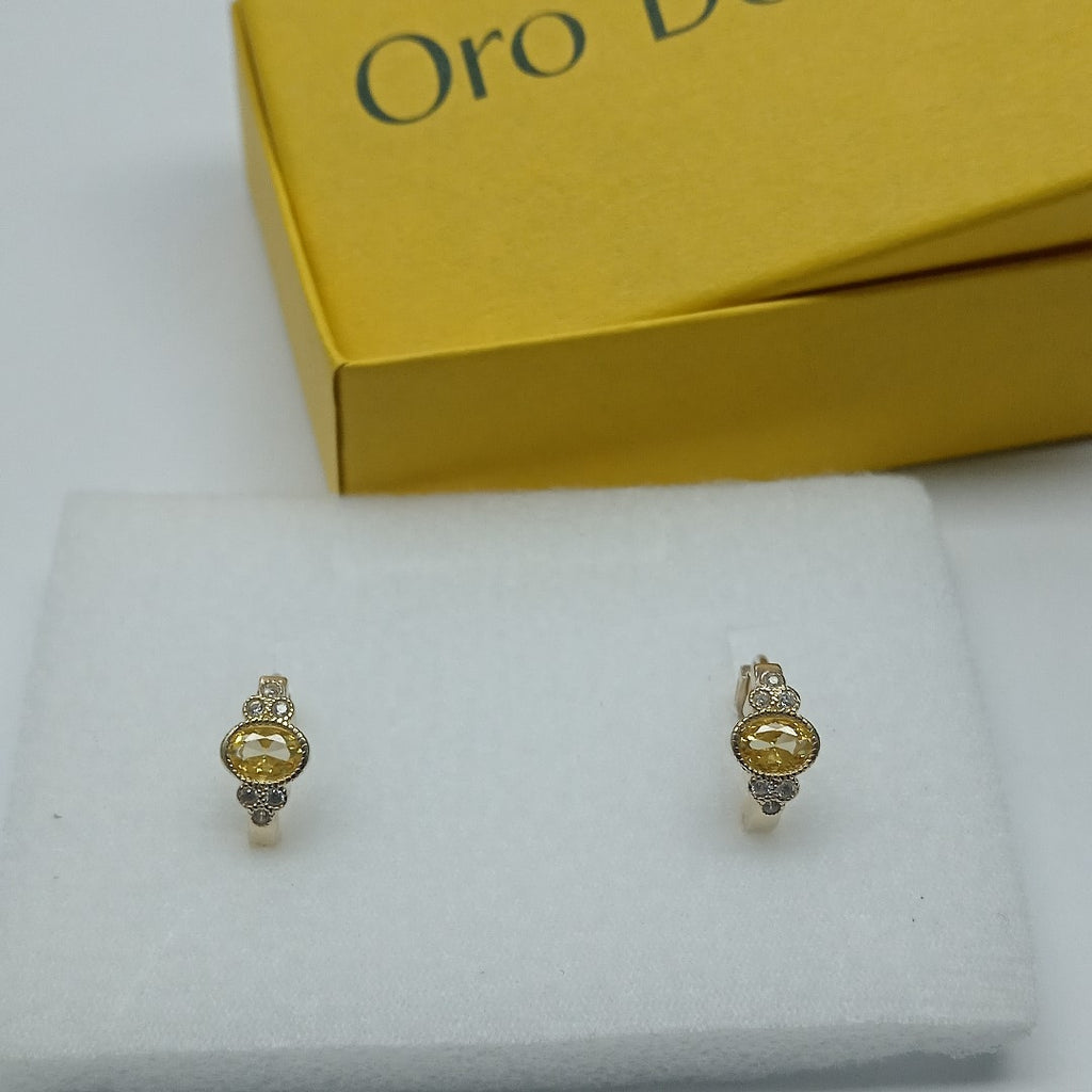 ARETES ARRACADAS CON CIRCONIAS Y PDRAS COL 14K 3.2 GR (NUEVO)