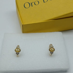 ARETES ARRACADAS CON CIRCONIAS Y PDRAS COL 14K 3.2 GR (NUEVO)
