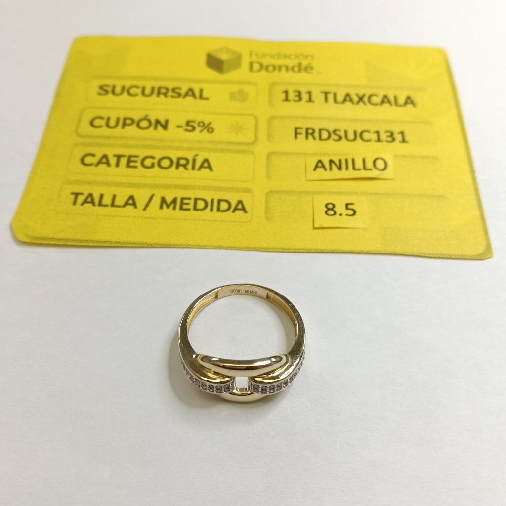 ANILLO ANILLITO C CIRCONIAS 10K 8.5 TALLA 2.7 GR (NUEVO)