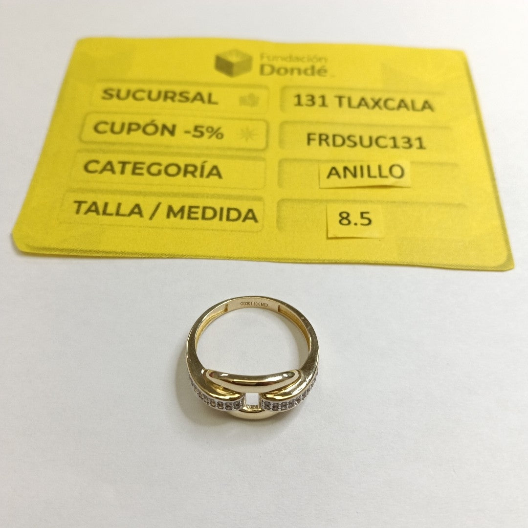 ANILLO ANILLITO C CIRCONIAS 10K 8.5 TALLA 2.7 GR (NUEVO)