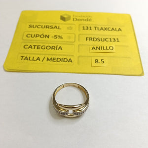 ANILLO ANILLITO C CIRCONIAS 10K 8.5 TALLA 2.7 GR (NUEVO)