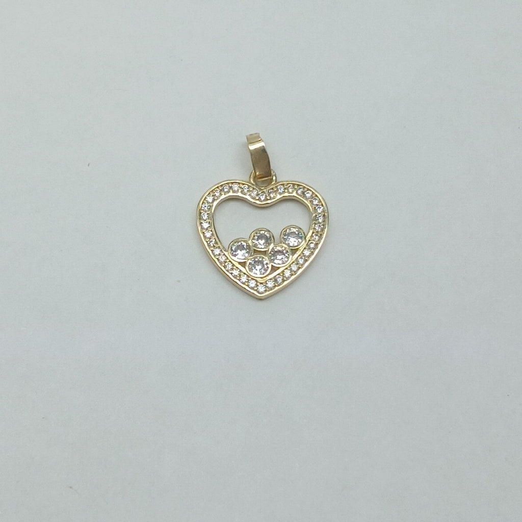 DIJE CORAZON CON CIRCONIAS 14K 1.7 GR (NUEVO)