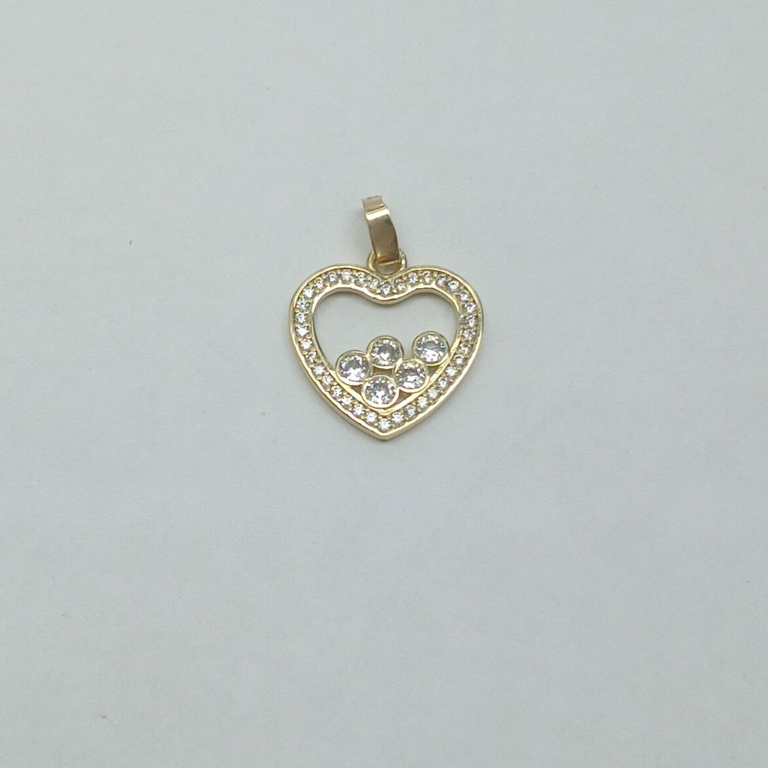 DIJE CORAZON CON CIRCONIAS 14K 1.7 GR (NUEVO)