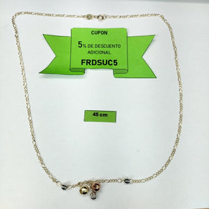 CADENA GARGANTILLA 3X1 CON ESFERAS COMBINADAS 14K 45 CM 3.1 GR (NUEVO)