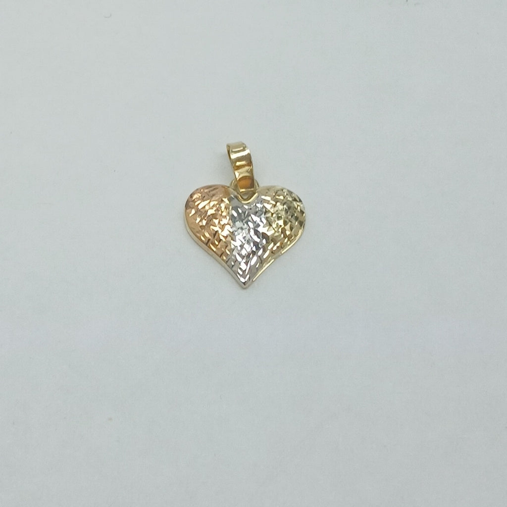 DIJE TEJIDO CORAZON LABRADO COMBINADO 14K 1.2 GR (NUEVO)
