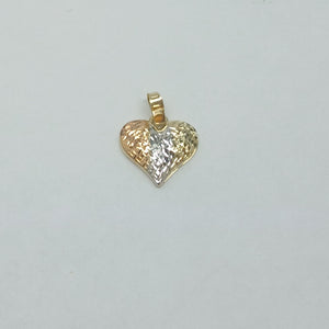 DIJE TEJIDO CORAZON LABRADO COMBINADO 14K 1.2 GR (NUEVO)