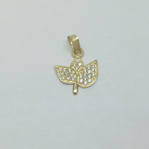 DIJE TEJIDO HOJAS CON CIRCONIAS 14K 0.9 GR (NUEVO)