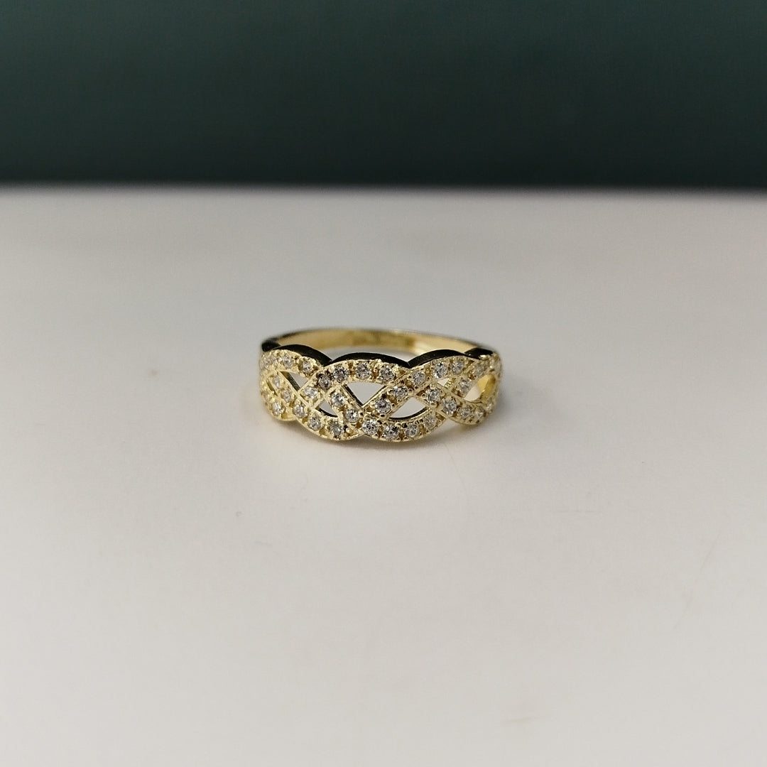 ANILLOS TRENZADO CON CIRCONIAS 14K TALLA 7 2.3 GR (NUEVO)