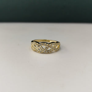 ANILLOS TRENZADO CON CIRCONIAS 14K TALLA 7 2.3 GR (NUEVO)
