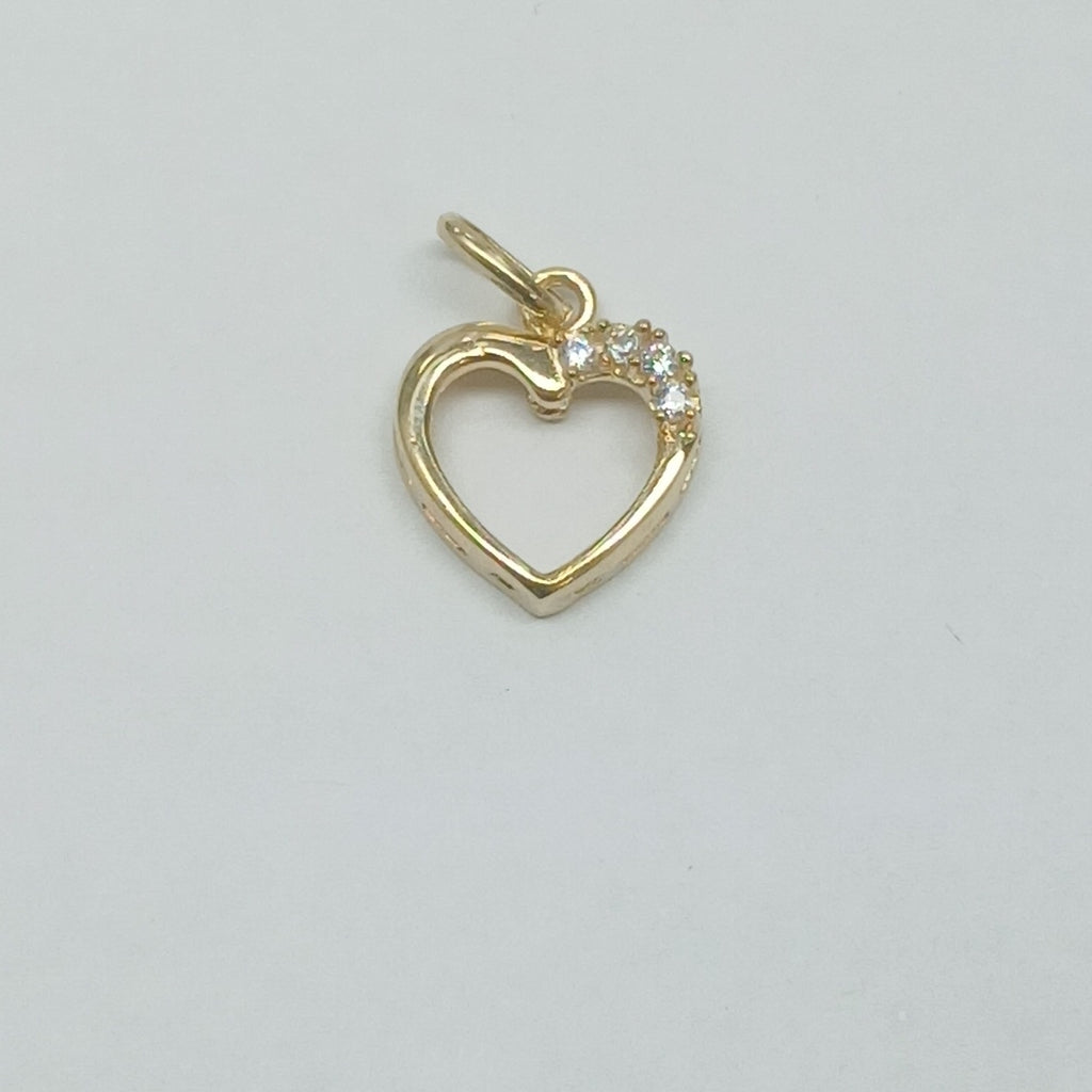 DIJE CORAZON CON CIRCONIAS 14K 1.3 GR (NUEVO)
