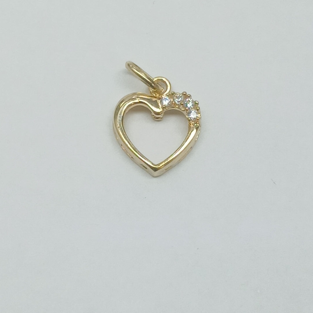 DIJE CORAZON CON CIRCONIAS 14K 1.3 GR (NUEVO)
