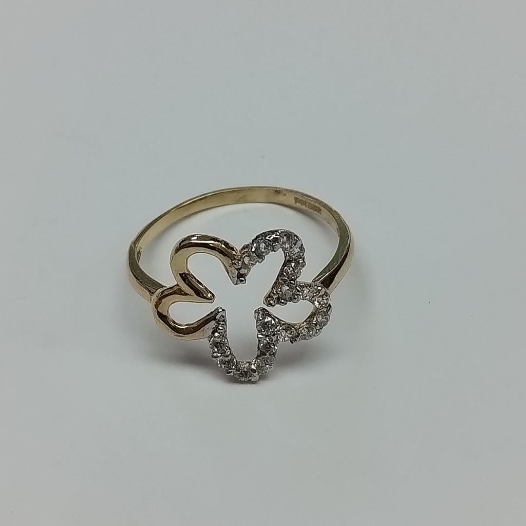ANILLOS FIG FLOR C CIRCONIAS 14K TALLA 8 1.6 GR (NUEVO)