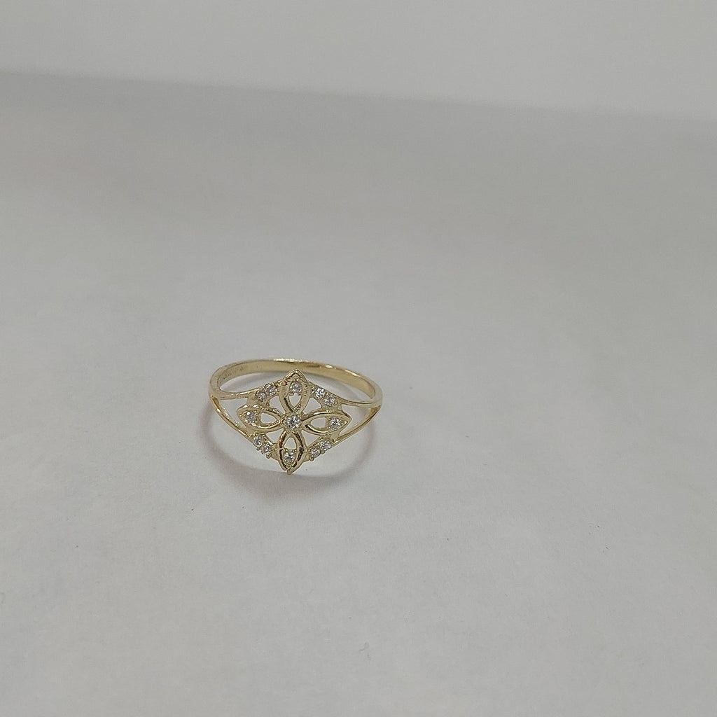 ANILLOS ANILLITO FIG NUDO DE BRUJA CON CIRCONIAS 10K TALLA 8 1.8 GR (NUEVO)