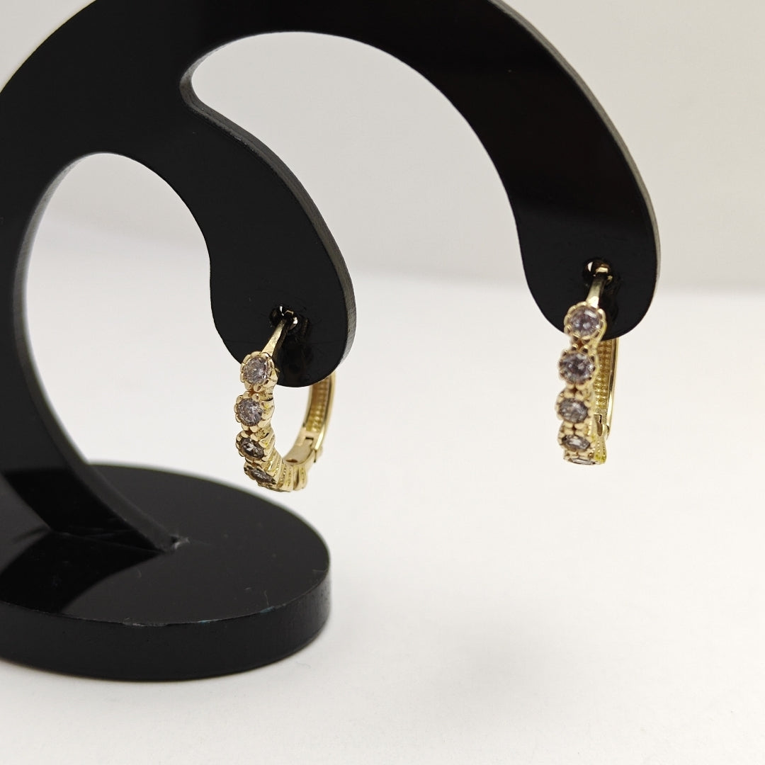 ARETES ARRACADA C CIRCONIAS 14K 2 GR (NUEVO)