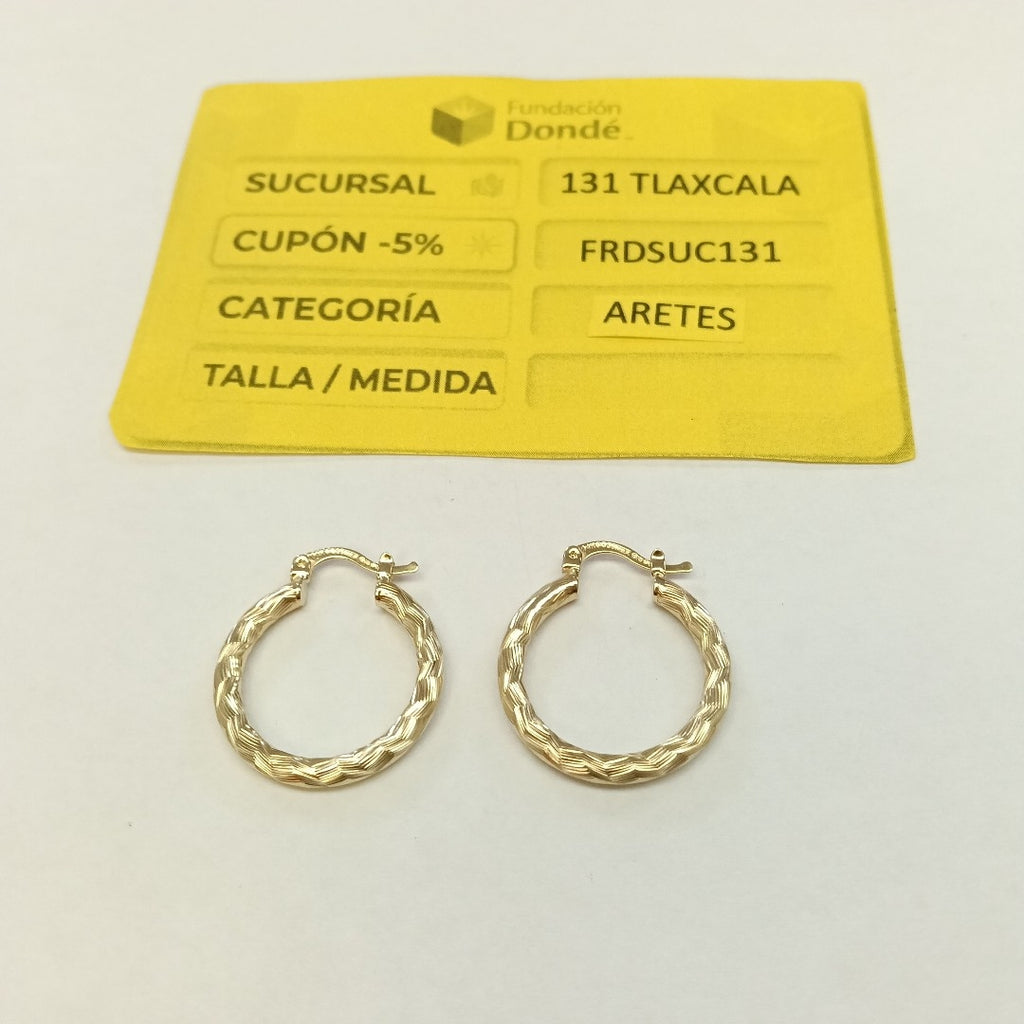 ARETES TEJIDO ARRACADA LABRADA 14K 2.8 GR (NUEVO)