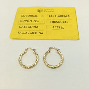 ARETES TEJIDO ARRACADA LABRADA 14K 2.8 GR (NUEVO)