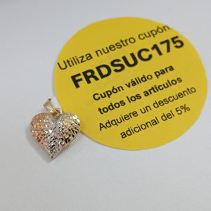 DIJE TEJIDO CORAZON LABRADO COMBINADO 14K 1.3 GR (NUEVO)