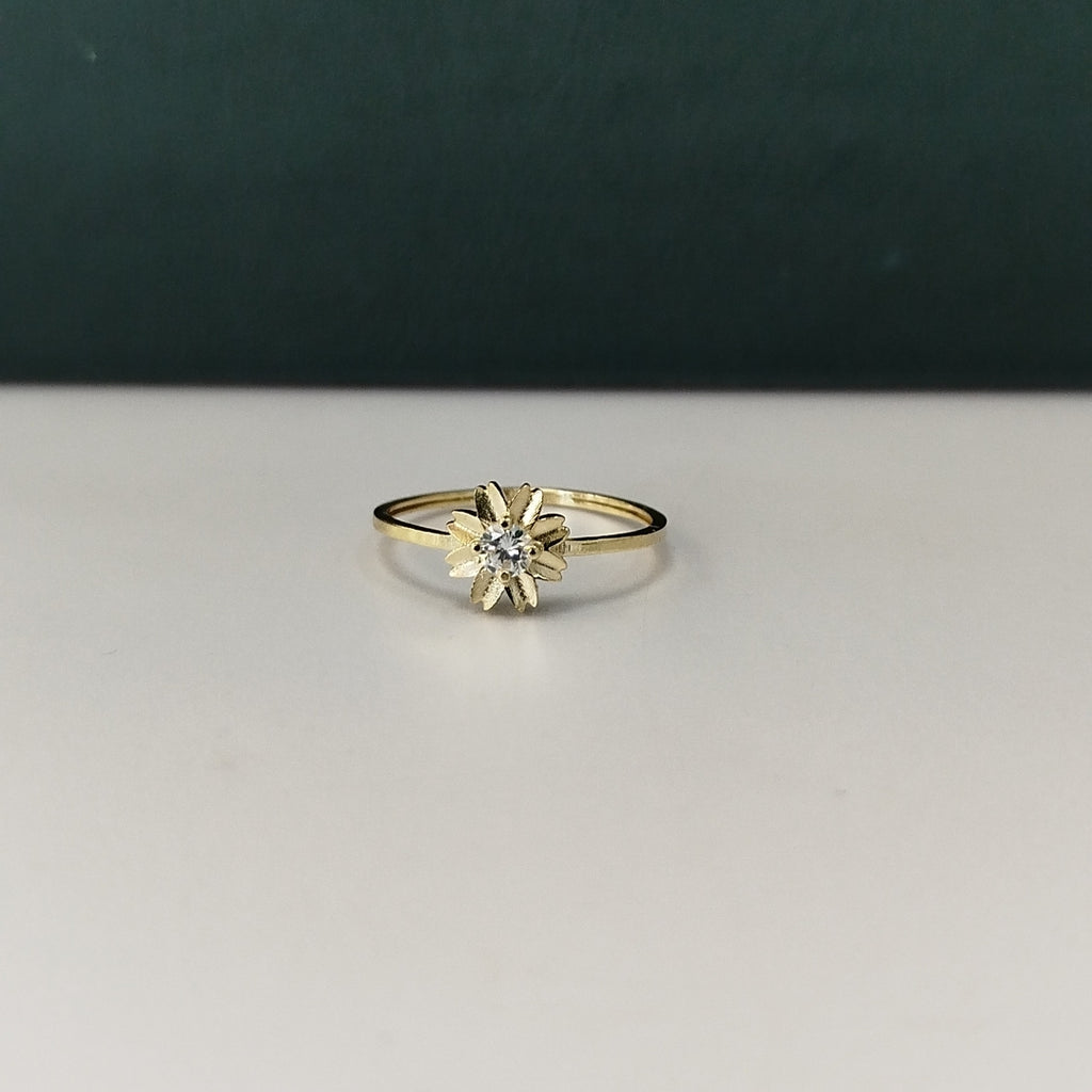 ANILLOS FIG FLOR CON CIRCONIAS 14K TALLA 7 1 GR (NUEVO)