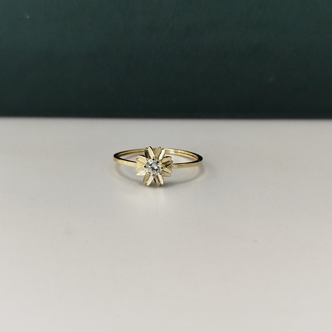 ANILLOS FIG FLOR CON CIRCONIAS 14K TALLA 7 1 GR (NUEVO)