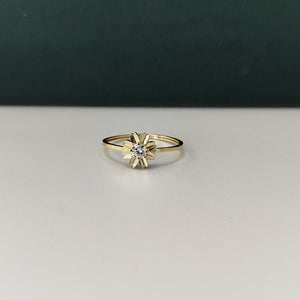 ANILLOS FIG FLOR CON CIRCONIAS 14K TALLA 7 1 GR (NUEVO)