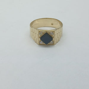 ANILLOS C ONIX Y CIRCONIAS 14K TALLA 10 4.4 GR (NUEVO)