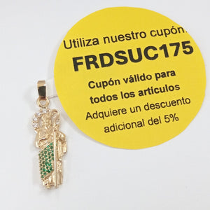 DIJE SAN JUDAS CON PIEDRAS DE COLOR 14K 1.7 GR (NUEVO)
