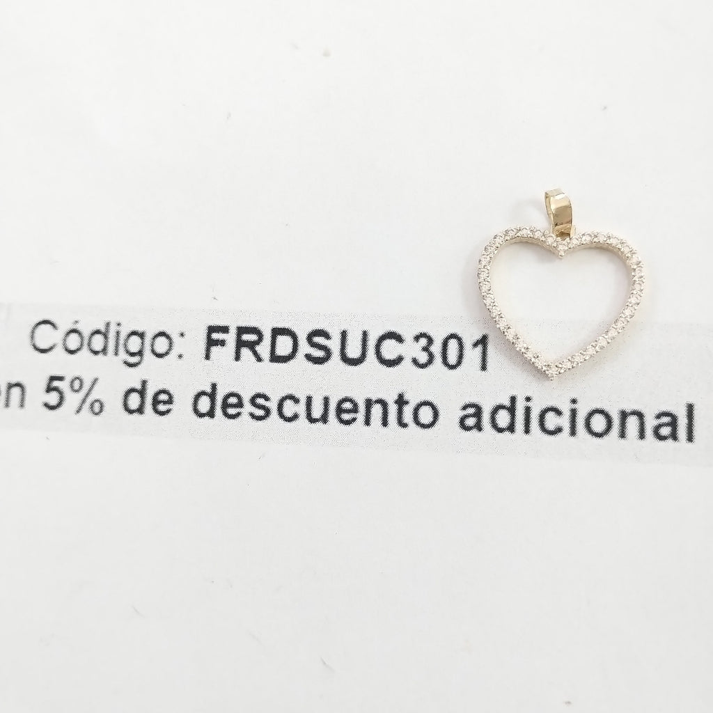 DIJE CORAZON CON CIRCONIAS 10K 1.3 GR (NUEVO)