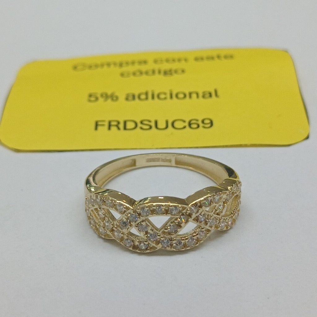 ANILLOS TRENZADO CON CIRCONIAS 14K TALLA 7 2.3 GR (NUEVO)
