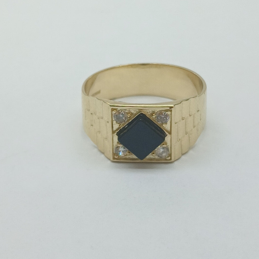 ANILLOS C ONIX Y CIRCONIAS 14K TALLA 10 4.2 GR (NUEVO)