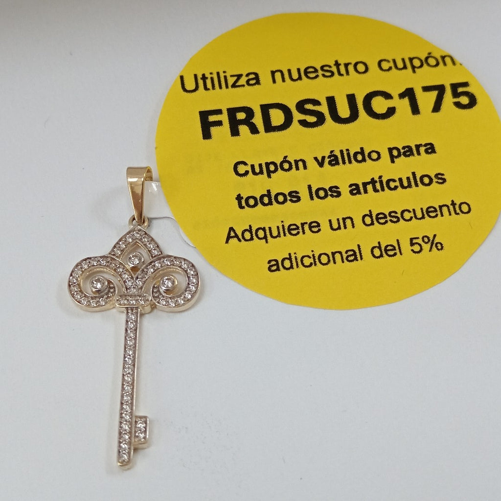 DIJE LLAVE C CIRCONIAS 14K 1.6 GR (NUEVO)