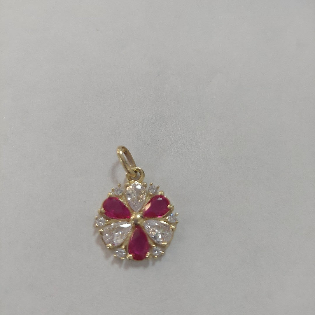 DIJE FLOR CIRCONIAS Y PIEDRAS DE COLOR 14K 2.5 GR (NUEVO)