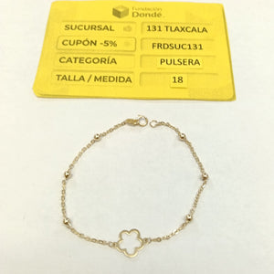 PULSERA TEJIDO ESPECIAL CON FLOR 14K 18 CM 1.6 GR (NUEVO)