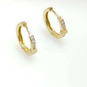 ARETES HUGGIES C CIRCONIA 14K 2 GR (NUEVO)