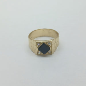 ANILLOS C ONIX Y CIRCONIAS 14K TALLA 10 4.4 GR (NUEVO)