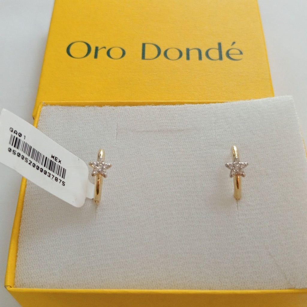 ARETES ARRACADAS FIG ESTRELLA CIRCONIAS 10K 1.6 GR (NUEVO)