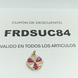 DIJE FLOR CIRCONIAS Y PIEDRAS DE COLOR 14K 2.8 GR (NUEVO)