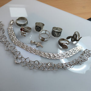 ANILLITO, CADENA, DIJE PLATA 54.3 GRMS (SEMINUEVO)