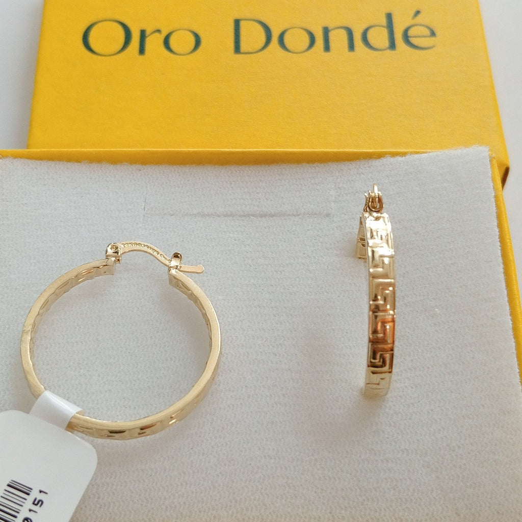 ARETES TEJIDO ARRACADA CON GRECAS 14K 2.7 GR (NUEVO)
