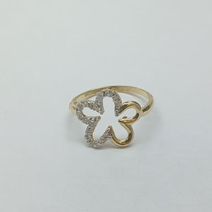 ANILLOS FIG FLOR C CIRCONIAS 14K TALLA 8 1.6 GR (NUEVO)